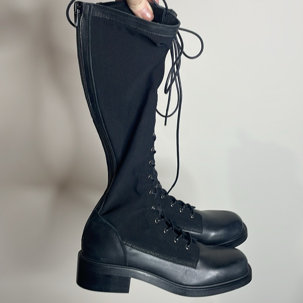 Free People | Black Trickum Tall Lace Up Boots Size Euro 38 US 7.5 New in Box - Picture 3 of 8